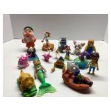 15 Plastic Figurines Featuring Various Characters