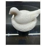 Milk Glass Dove on Nest Lidded Dish