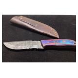 Custom Knife with Damascus Steel Blade, Multicolor