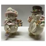 Holiday Snowman Figurines by Lenox, Female and Mal