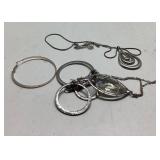 Tangled Lot of Jewelry Including Chains and Bangle