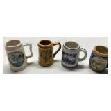 Four Miniature Souvenir Ceramic Mugs, 2 1/2 to 3 I