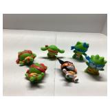 Six Miniature Ninja Turtle-Themed Figures
