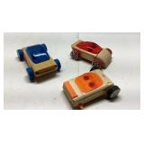 Three Caltai Automoblox Wooden Cars with Plastic D