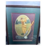 Framed Golf-Themed Print in Oval Mat with Glass Co