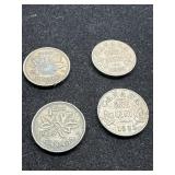 Four Canadian Pennies from 1928-1936
