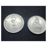 Two European Coins Featuring Hungarian And Swiss D