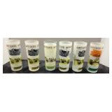 6 Frosted Glass Tumblers with Antique Auto Design
