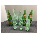 Vintage 7UP and Coca-Cola Glass Bottles