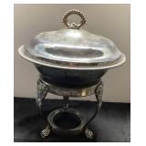 Silver-Plated Covered Chafing Dish with Stand and