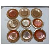 9 Iridescent Glass Plates with Scalloped Edges