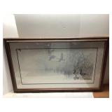 Framed Limited Edition Art Print of Geese in Wetla