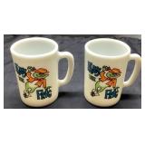 Happy the Frog Milk Glass Mugs, 3 1/2 Inches Tall