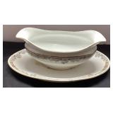 Limoges Porcelain Gravy Boat with Attached Underpl