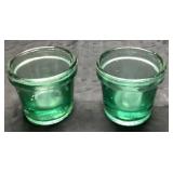 Green Glass Containers, 3 1/2 Inches Tall x 4 Inch
