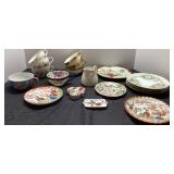 Porcelain and Ceramic Tableware Lot with Cups, Pla
