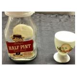 Half Pint Milk Bottle and Ceramic Egg Cup Set