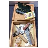 Cigar Box Containing Various Odds and Ends