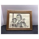 Framed Hollywood Memorabilia Artwork Featuring Cli