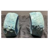 Blue and White Polished and Rough Stone Bookends