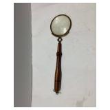 Wooden-Handled Magnifying Glass with Brass Frame