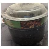 Enamel Stock Pot With Lid and Rack, Black Speckled