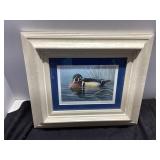 Framed Signed Print of Male Wood Duck by Don Li-Le