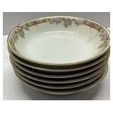 6 Limoges France 5-Inch Berry Bowls with Floral De