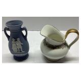 Decorative Vessels: Blue Relief Vase and Gold-Trim