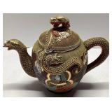 Hand-Painted Snake Motif Ceramic Teapot With Lid