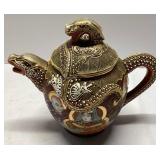 Japanese Ceramic Teapot with Dragon Design and Dec