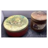 Two Decorative Metal Tins with Extra Lamp Componen