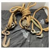 Heavy-Duty Rope and Pulley System with Metal Hooks