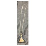 Triangular Pendant Necklace With Gold Chain and Cl