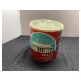 Hills Bros Coffee Tin with Lid Featuring Vintage D
