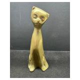 Solid Brass Cat Figurine with Felt Bottom
