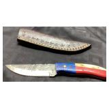 Handcrafted Knife with Decorative Leather Sheath,
