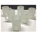 6 Frosted Glass Mugs Approximately 3 Inches Tall