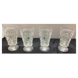 Four Clear Pressed Glass Goblets, Approximately 6