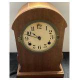Wooden Mantel Clock with Brass Mechanism and Hinge