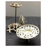 Decorative Cast Iron Stands, White and Brown Finis
