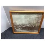 Framed Sepia-Toned Photograph of Horse-Drawn Carri