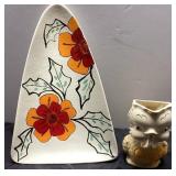 Hand-Painted Ceramic Tray and Owl Pitcher Set