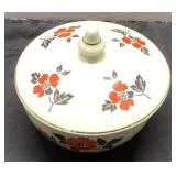 Hand-Painted Lidded Ceramic Bowl with Floral Desig