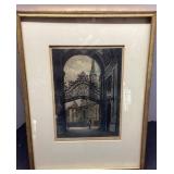 Framed Artwork Depicting Architectural Scene, Appr