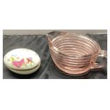 Pink Depression Glass Creamer and True Fine China