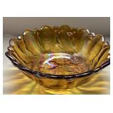 Carnival Glass Bowl with Iridescent Finish, 3 1/2