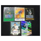5 Autographed MLB Baseball Cards Featuring Various