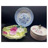 Decorative Plates and Lidded Dish with Floral Desi