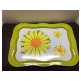 Vintage Metal Tray with Yellow Daisy Design, 13 1/